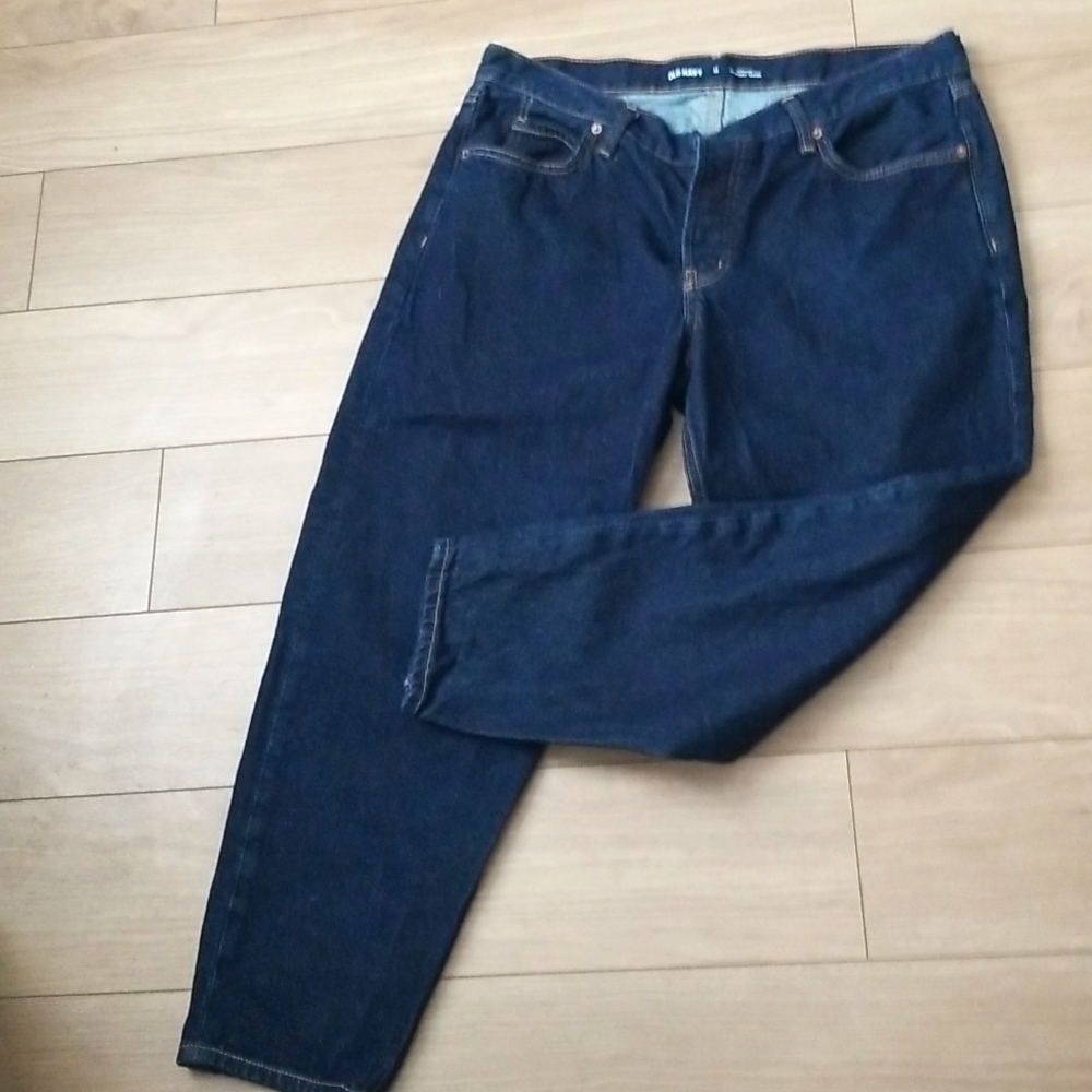 Old Navy Button Fly High Rise Slouchy Taper Jeans 12 Cropped